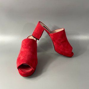 Alberto Zago Milano Red Suede Slide-on Sandals, Size 38